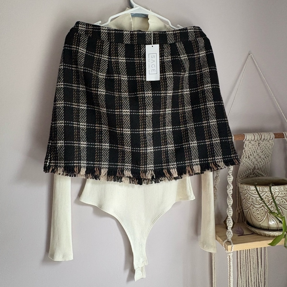 Plaid Skirt with Cream Bodysuit